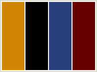 Color Scheme with #D08504 #000000 #29407C #660000