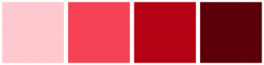 Color Scheme with #FFC9CF #F54254 #B50214 #5C0009