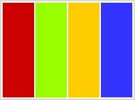 Color Scheme with #CC0000 #99FF00 #FFCC00 #3333FF