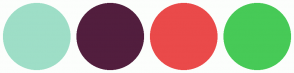 Color Scheme with #9EDEC7 #521E3E #EA4A4A #47CA57