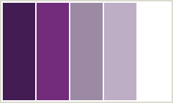 Color Scheme with #421C52 #732C7B #9C8AA5 #BDAEC6 #FFFFFF