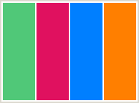 Color Scheme with #50C878 #E0115F #007FFF #FF7F00