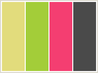 Color Scheme with #E2DC7C #A3CD39 #F43E71 #4A4A4A