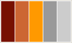 Color Scheme with #771100 #CC6633 #FF9900 #999999 #CCCCCC