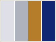 Color Scheme with #DEDFE7 #ADB2BD #B57D29 #102873