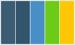 Color Scheme with #3A5D73 #32556B #488FC8 #6CCB17 #FFC605