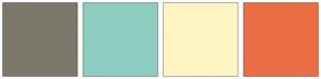 Color Scheme with #7C786A #8DCDC1 #FFF5C3 #EB6E44