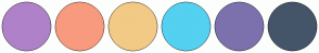 Color Scheme with #AF81C9 #F89A7E #F2CA85 #54D1F1 #7C71AD #445569