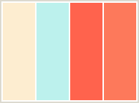 Color Scheme with #FDEDD0 #BCF1ED #FF634D #FD795B