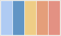Color Scheme with #AFCBF3 #6195C5 #EECD86 #E49E7A #E39183