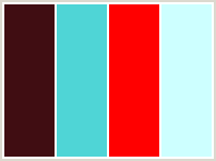 Color Scheme with #400D12 #4FD5D6 #FF0000 #CDFFFF