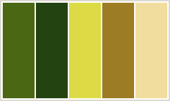 Color Scheme with #4A6713 #234311 #DCDB45 #9C7D23 #F1DD9E