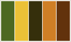 Color Scheme with #4D6821 #EBC137 #352F0B #CF7F26 #62320C
