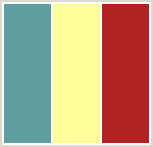 Color Scheme with #5F9EA0 #FFFF99 #B22222