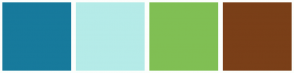 Color Scheme with #177A9C #B5EBE8 #80BF54 #7A3F18