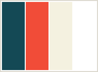 Color Scheme with #144955 #F14C38 #F4F1E0 #FFFFFF
