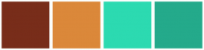 Color Scheme with #782D1A #DB883A #2CDAB1 #24AA8B