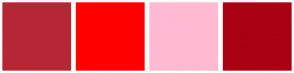Color Scheme with #B52735 #FF0000 #FFBAD2 #AA0114