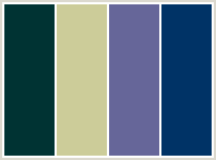Color Scheme with #003333 #CCCC99 #666699 #003366