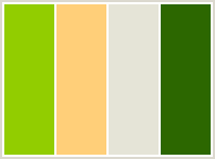 Color Scheme with #92CD00 #FFCF79 #E5E4D7 #2C6700