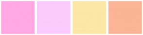 Color Scheme with #FFA8E1 #FACAFC #FCE7A7 #FAB496