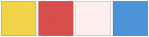 Color Scheme with #F1D448 #D84E4C #FFEEEC #4C93DA