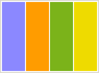 Color Scheme with #8B88FF #FF9C00 #7BB31A #EEDB00